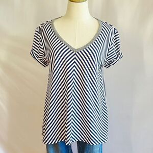 Anthropologie TLA V-Neck Stripe Shirt- Small - NWT